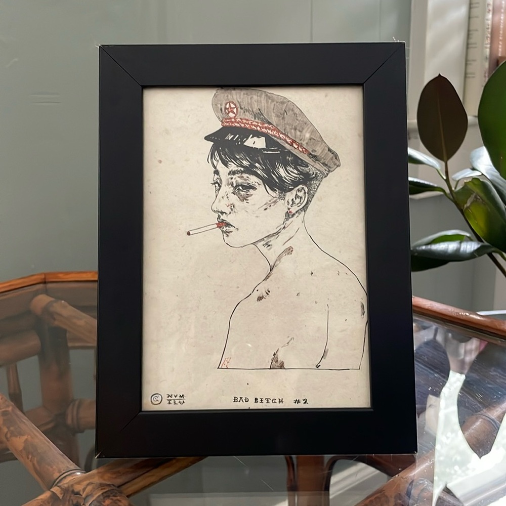 Framed Illustration Portrait of Woman Soldier